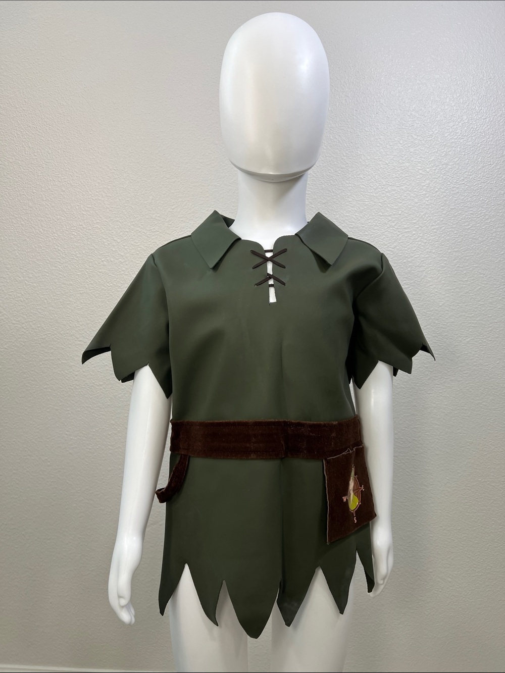 Disney Olive Green Peter Pan Tunic Costume with Brown Pocket Belt 2/4